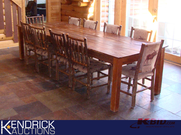 lot 21 image: Custom 10 Person Country Motif Dining Table