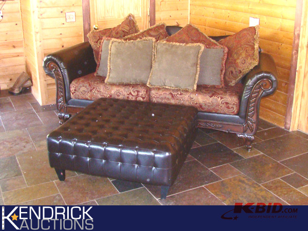 lot 28 image: Mint Condition Leather Sofa and Ottoman