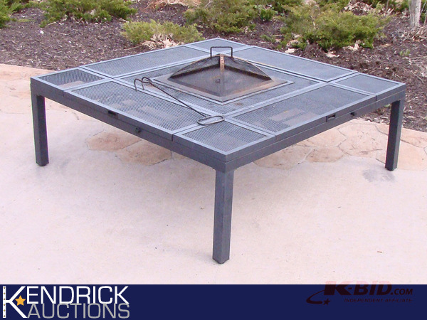 lot 50 image: Iron Fire Pit with Fold Out Tables