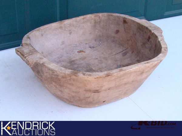 lot 57 image: Large Antique Hand Carved Wood Bowl