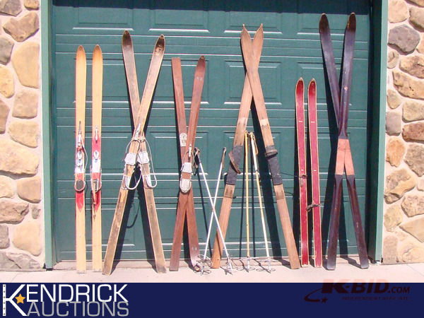 lot 67 image: 6 Pairs of Antique Skis