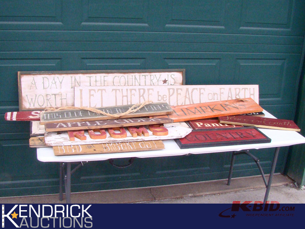 lot 77 image: Lot of 14 Wood Signs