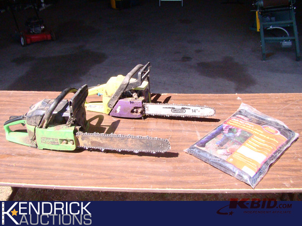 lot 111 image: 2 Chainsaws and New Chainsaw Chaps