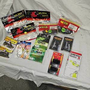 lot 19 image: Lot of New Tackle Strike King, Zoom, Sufix, Power Pro