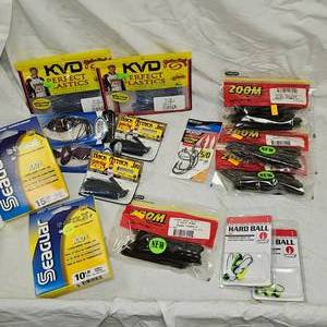 lot 25 image: Lot of New Tackle, Strike King, Seagaur, Big Bite, Zoom, Mission, VMC