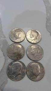 lot 30 image: 1776-1976D, 1974, 1971D, 1978D, 1980D, 1989D Kenndy Half Dollars