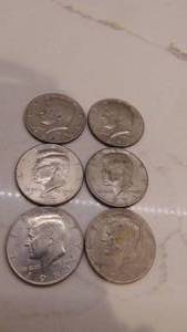 lot 33 image: 1977D, 1983D, 1992D, 1071, 1972D, 1979D Kenndy Half Dollars