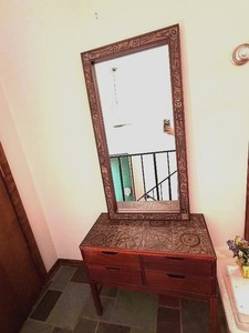 MCM Danish Modern Dressing Table with Mirror - 4-Drawer Vanity with Mosaic Tile Top - Made in Denmark