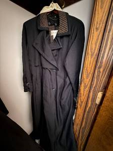 Dina Michael Trench Coat - Black with Plaid Lining