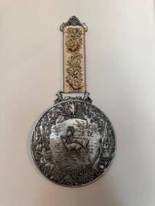 WMF Vintage German Deer Relief Hunting Wall Plaque Medallion with Woven Hanger