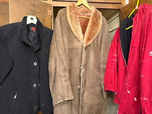 Jackets - Black Gallery Quilted Coat, Tan Shearling Coat, Red Free Country Puffer (Lot of 3)