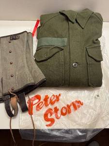 Olive Drab Wool Military Shirt - Small, 16 Neck, 34 Sleeve & Canvas Leather Boot Covers