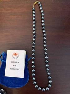 Tulip Onyx Black Bead Necklace - Single Strand, Gold Tone Clasp