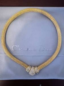 Christian Dior Gold-Tone Pav Crystal Center Necklace