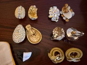 Gold-Tone Rhinestone Earrings Set - Vintage Clip-On & Stud Costume Jewelry