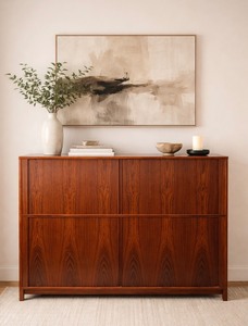 Danish Rosewood Tambour Door Cabinet Highboard - Mid-Century Modern, Made in Denmark