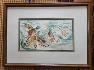 White Oak Gallery Framed Watercolor Birds Painting