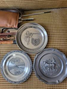 Pewter Tin Plates - Hunter, Deer & Bodensee Scene (Handwerks-Siegel) (Lot of 3)