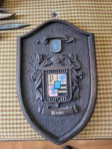 Pfender Coat of Arms Shield Wall Plaque - Crest with Lions
