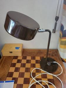 OMI Brown Desk Lamp with Adjustable Arm and Circular Shade