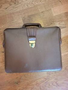 Monarch Leather Attache Case - Vintage Brown Briefcase with Brass Lock