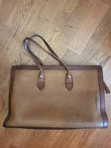 Brown Leather Tote Bag with Dual Handles - Zipper Closure