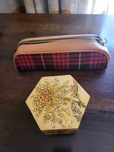 Hexagonal Hand-Painted Floral Lacquer Box - Made in China