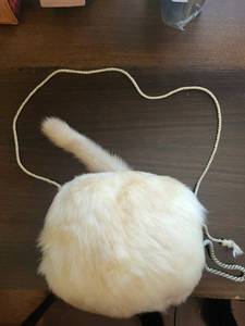Cream Faux Fur Round hand warmer - Rope Handles