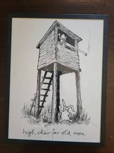 High Chair for Old Men - Framed Ink Drawing