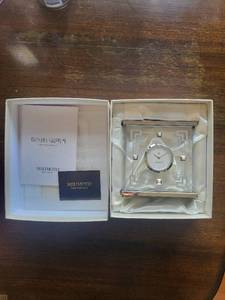 Mikimoto International Quartz Desk Clock - Glass Frame with 2000 Anniversary Coin