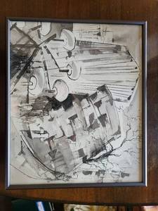 Abstract Industrial Cityscape Framed Art Print - Monochrome Wall Decor