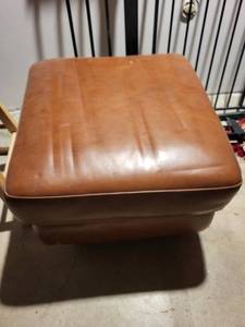Chateau dAx Leather Ottoman - Brown Italian Footstool (Made in Italy, 2003)
