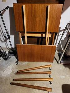 Vintage Wooden Dining Table with Four Removable Legs- disassembled