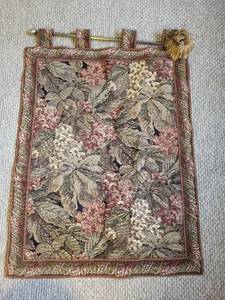 Brown Art Design Tapestry Wall Hanging - Floral Hydrangea Pattern, 32 in Wide