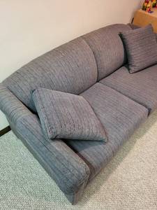 Simmons Hide-A-Bed Sofa - 3-Seat, Gray Striped Upholstery