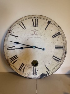 Large Cafe des Marguerites Roman Numeral Wall Clock 23in Distressed