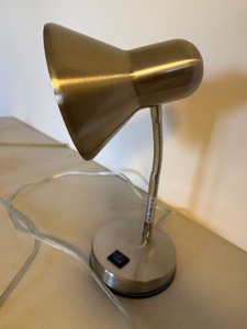 Brushed Metal Gooseneck Desk Lamp Modern Accent Light 11in Used