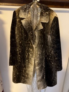 Bogh Stuttgart Vintage Real Fur Coat Mottled Brown Gray Repair