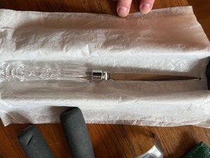 Waterford Cut Crystal Letter Opener Silver Tone Blade Desk Accessory
