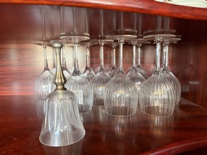 11pc Ribbed Glass Stemware Set with Matching Frosted Bell