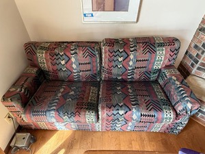Vintage Southwest Geometric Upholstered Loveseat Sofa 74in Wide