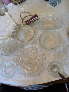 Mixed Vintage Pressed Glass Serving Bowls Dishes Candle Holders Lot