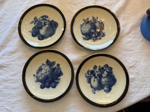Johann Haviland Bavaria Fruit Bowls Cobalt Gold Rim Set of 5 (4 shown)
