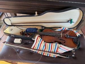 Vintage Student Violin w Case Bow Rosin Accessories For Repair