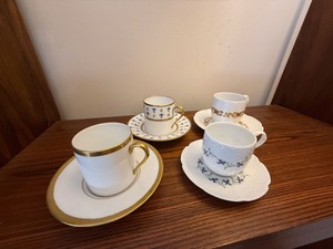 Mixed Limoges France Demitasse Cup & Saucer Sets Lot of 4 Porcelain