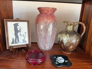 5 Pc Decorative Art Glass Pottery Silhouette Frame Decor Lot