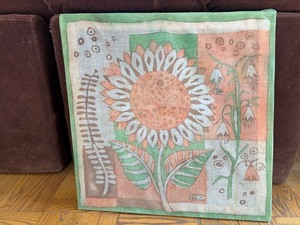 Vintage Framed Botanical Textile Wall Art Sunflower Design 22x22