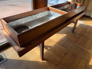 Vintage Mid Century Modern Wood Planter Stand 48in Double Box