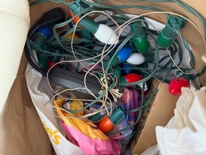 Vintage Christmas Lights & Silver Tree Topper Holiday Decor Lot