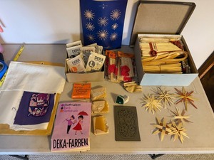 Vintage Straw Ornament Making Supply Lot German Craft Materials Book